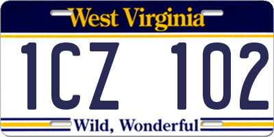 WV license plate 1CZ102