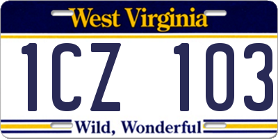 WV license plate 1CZ103