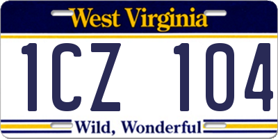 WV license plate 1CZ104