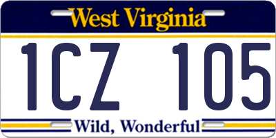 WV license plate 1CZ105