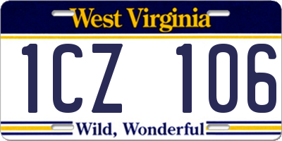 WV license plate 1CZ106