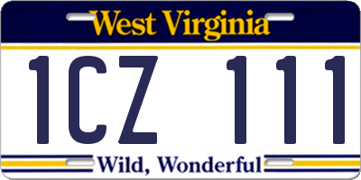 WV license plate 1CZ111