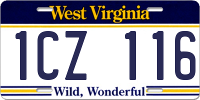 WV license plate 1CZ116