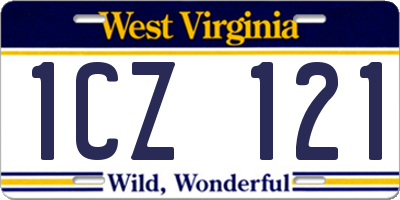 WV license plate 1CZ121