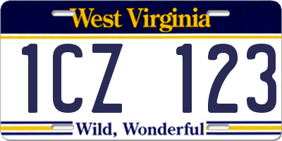 WV license plate 1CZ123