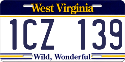 WV license plate 1CZ139