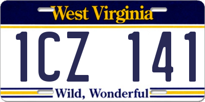 WV license plate 1CZ141