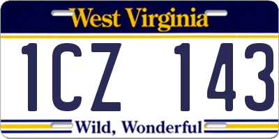 WV license plate 1CZ143