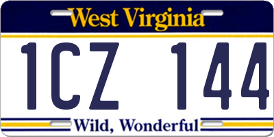 WV license plate 1CZ144