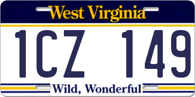 WV license plate 1CZ149