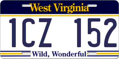 WV license plate 1CZ152