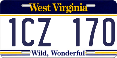 WV license plate 1CZ170