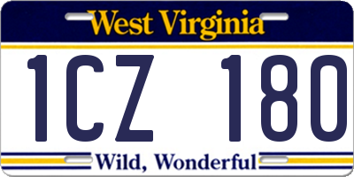 WV license plate 1CZ180