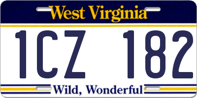 WV license plate 1CZ182