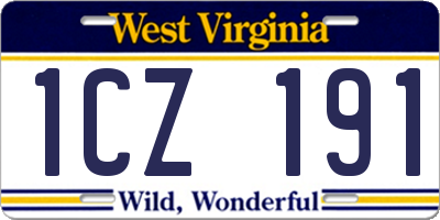 WV license plate 1CZ191