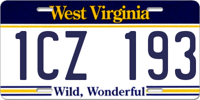 WV license plate 1CZ193