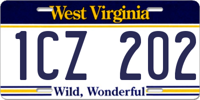 WV license plate 1CZ202