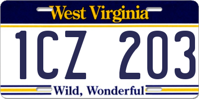 WV license plate 1CZ203