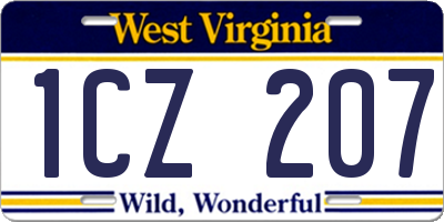 WV license plate 1CZ207