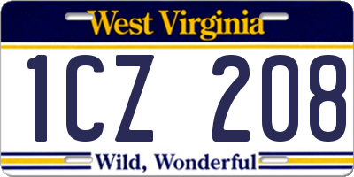WV license plate 1CZ208