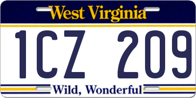 WV license plate 1CZ209