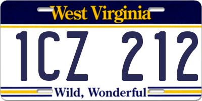 WV license plate 1CZ212