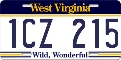 WV license plate 1CZ215