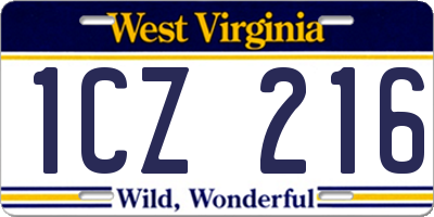 WV license plate 1CZ216