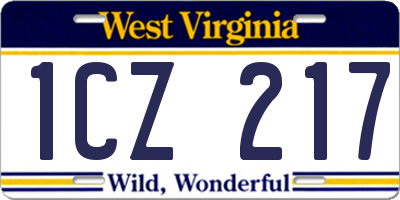 WV license plate 1CZ217