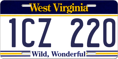 WV license plate 1CZ220