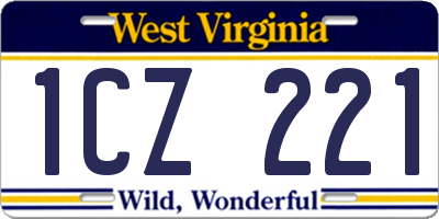 WV license plate 1CZ221