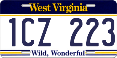 WV license plate 1CZ223