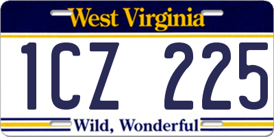 WV license plate 1CZ225