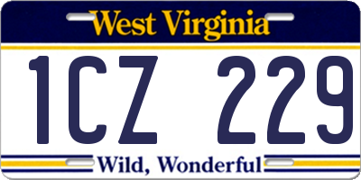 WV license plate 1CZ229