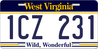 WV license plate 1CZ231