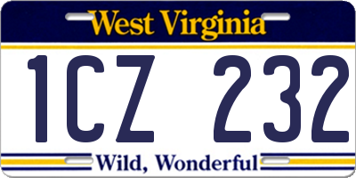 WV license plate 1CZ232