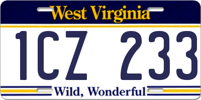 WV license plate 1CZ233