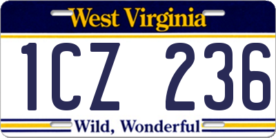 WV license plate 1CZ236