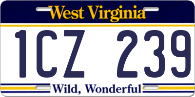 WV license plate 1CZ239