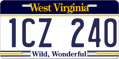 WV license plate 1CZ240