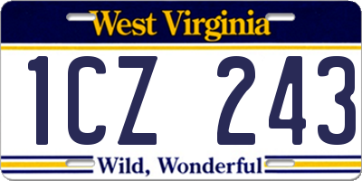 WV license plate 1CZ243