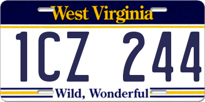 WV license plate 1CZ244