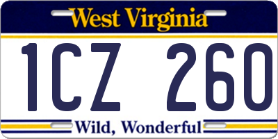 WV license plate 1CZ260