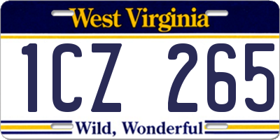 WV license plate 1CZ265
