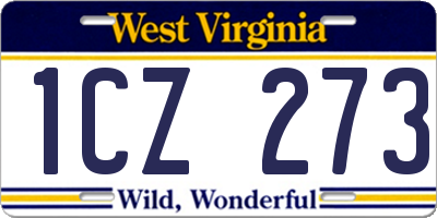 WV license plate 1CZ273