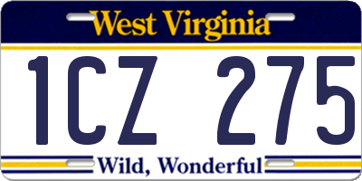 WV license plate 1CZ275