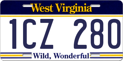 WV license plate 1CZ280