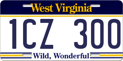 WV license plate 1CZ300