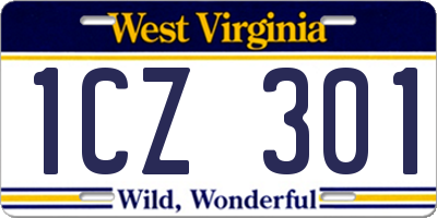 WV license plate 1CZ301