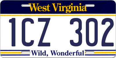 WV license plate 1CZ302